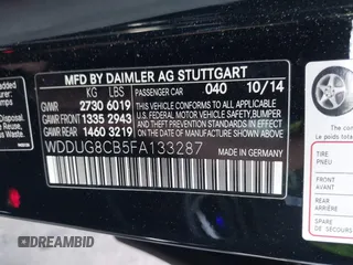 2015 Mercedes-Benz S-Class S 550 with VIN WDDUG8CB5FA133287, listed as a IAAI auction lot 41652775 with 55,788 mi miles. Bid and sale history available at carsss.com. Image 9.