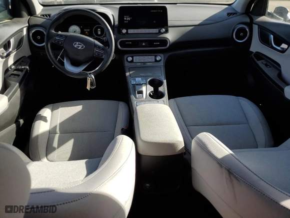 2023 Hyundai Kona Electric SEL with VIN KM8K33AG1PU165566, listed as a Copart auction lot 46165965 with 9,832 mi miles and Salvage Title. Bid and sale history available at carsss.com. Image 8.