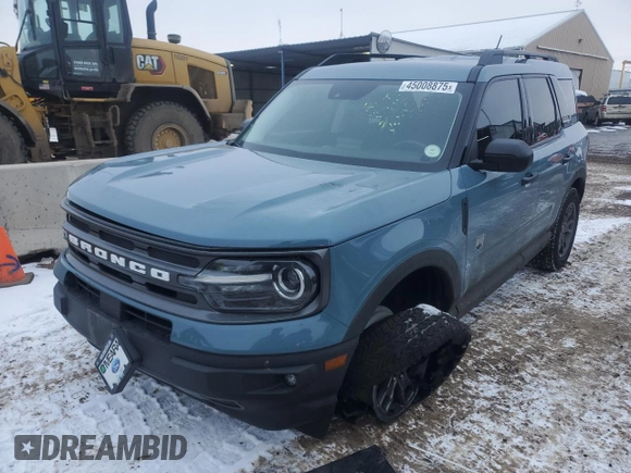 2021 Ford Bronco Sport Big Bend z VIN 3FMCR9B62MRB38620, wystawiony jako Copart lot #45008875 z przebiegiem 55 555 mil mil oraz Szkoda całkowita • Salvage title. Historia ofert i sprzedaży dostępna na DreamBid. Obrazek 1.