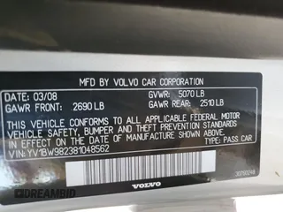 2008 Volvo V70 with VIN YV1BW982381048562, listed as a Copart auction lot 75097684 with Not provided miles and Salvage title. Bid and sale history available at DreamBid. Image 14.