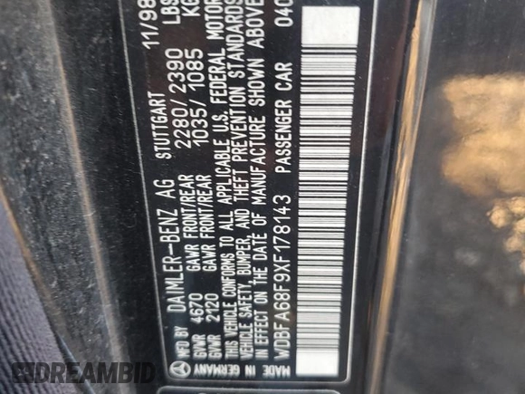 1999 Mercedes-Benz SL-Class with VIN WDBFA68F9XF178143, listed as a Copart auction lot 83255114 with 129,970 mi miles and Salvage Title. Bid and sale history available at carsss.com. Image 14.