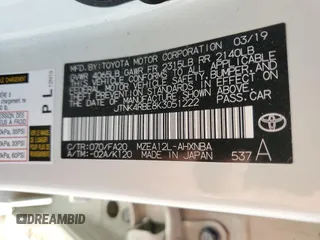 2019 Toyota Corolla Hatchback SE with VIN JTNK4RBE8K3051222, listed as a Copart auction lot 71720484 with 0 mi miles and Non Repairable. Bid and sale history available at carsss.com. Image 12.