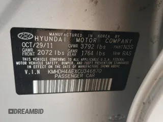 2012 Hyundai Elantra Limited with VIN KMHDH4AEXCU346870, listed as a Copart auction lot 48953445 with 91,334 mi miles and Salvage Title. Bid and sale history available at carsss.com. Image 12.