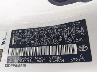 2005 Toyota Prius with VIN JTDKB20U553119699, listed as a IAAI auction lot 42087112 with 212,465 mi miles. Bid and sale history available at carsss.com. Image 9.