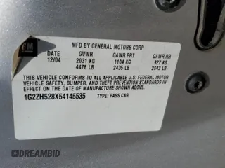 2005 Pontiac G6 GT with VIN 1G2ZH528X54145535, listed as a Copart auction lot 60499995 with 197,731 mi miles and Salvage title. Bid and sale history available at DreamBid. Image 12.