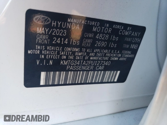 2023 Genesis G70 2.0T with VIN KMTG34TA2PU127340, listed as a Copart auction lot 75685363 with 8,201 mi miles and Non Repairable. Bid and sale history available at DreamBid. Image 13.