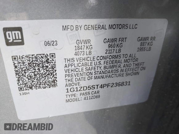 2023 Chevrolet Malibu LT with VIN 1G1ZD5ST4PF236831, listed as a IAAI auction lot 42259064 with 48,542 mi miles and . Bid and sale history available at DreamBid. Image 9.