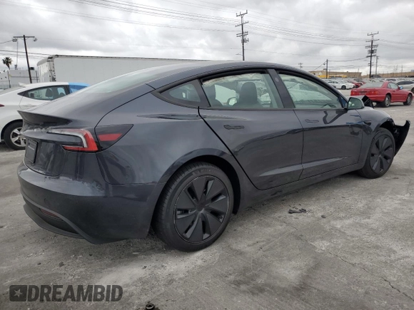 2025 Tesla Model 3 Long Range with VIN 5YJ3E1EA9SF966602, listed as a Copart auction lot 53571325 with 1,382 mi miles and Salvage title. Bid and sale history available at DreamBid. Image 3.