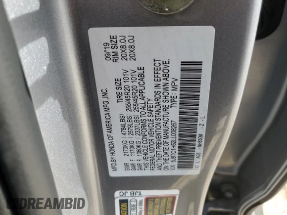 2020 Acura RDX w/A-Spec Pkg with VIN 5J8TC1H62LL008267, listed as a Copart auction lot 45682745 with 99,995 mi miles and Salvage title. Bid and sale history available at DreamBid. Image 15.