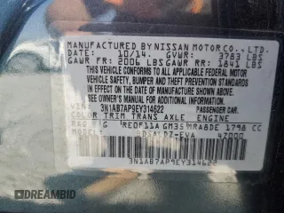 2014 Nissan Sentra SV with VIN 3N1AB7AP9EY314622, listed as a Copart auction lot 52010575 with 80,582 mi miles and Salvage Title. Bid and sale history available at DreamBid. Image 14.