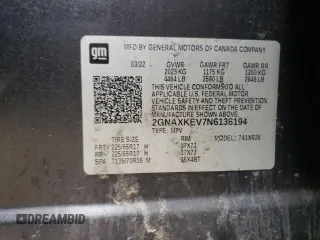 2022 Chevrolet Equinox LT z VIN 2GNAXKEV7N6136194, wystawiony jako Copart lot #50752925 z przebiegiem 46 749 mil mil oraz Szkoda całkowita • Salvage title. Historia ofert i sprzedaży dostępna na DreamBid. Obrazek 12.