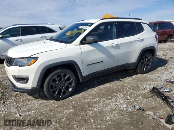 2021 Jeep Compass 80th Anniversary with VIN 3C4NJCEB6MT553095, listed as a Copart auction lot 45176075 with 45,415 mi miles and Salvage Title. Bid and sale history available at carsss.com. Image 1.