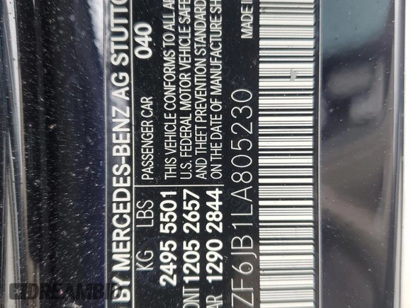 2020 Mercedes-Benz E-Class E 450 with VIN W1KZF6JB1LA805230, listed as a Copart auction lot 46241695 with 0 mi miles and Salvage Title. Bid and sale history available at carsss.com. Image 12.