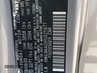 2023 Hyundai Elantra SEL with VIN KMHLM4AG5PU525977, listed as a Copart auction lot 54334505 with 13,400 mi miles and Non Repairable. Bid and sale history available at DreamBid. Image 13.