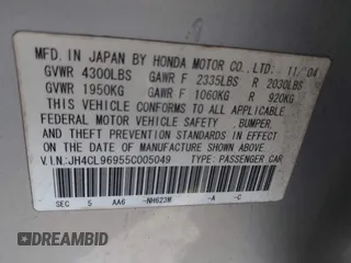 2005 Acura TSX with VIN JH4CL96955C005049, listed as a IAAI auction lot 40809563 with 140,000 mi miles. Bid and sale history available at carsss.com. Image 9.