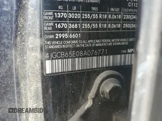 2008 Mercedes-Benz R 3.5L with VIN 4JGCB65E08A076771, listed as a Copart auction lot 57267195 with 201,118 mi miles and Salvage title. Bid and sale history available at DreamBid. Image 13.