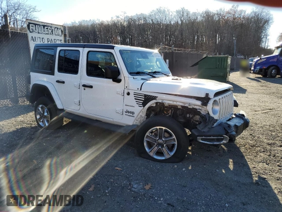 2020 Jeep Wrangler Unlimited Sahara with VIN 1C4HJXEG5LW150427, listed as a Copart auction lot 82891084 with 85,018 mi miles and Salvage Title. Bid and sale history available at carsss.com. Image 4.