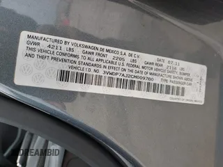 2012 Volkswagen Jetta SE z VIN 3VWDP7AJ2CM009780, wystawiony jako IAAI lot #42501489 z przebiegiem 122 185 mil mil oraz . Historia ofert i sprzedaży dostępna na DreamBid. Obrazek 9.