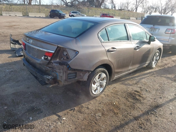2013 Honda Civic Sdn LX with VIN 2HGFB2F52DH596895, listed as a IAAI auction lot 41923953 with 120,007 mi miles. Bid and sale history available at carsss.com. Image 4.