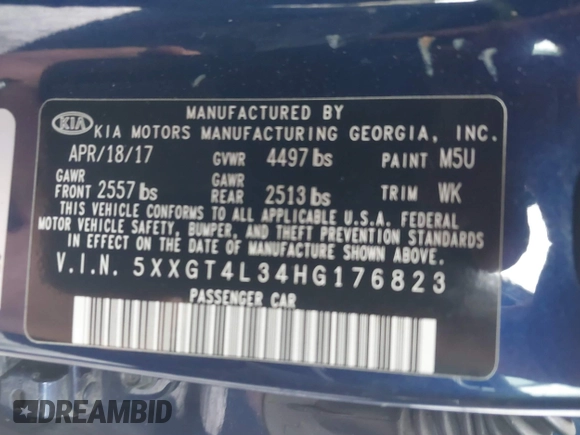 2017 Kia Optima LX с VIN 5XXGT4L34HG176823, выставлен на аукционе IAAI как лот 41102326 с пробегом 132 483 миль миль и . История ставок и продаж доступна на DreamBid. Изображение 9.