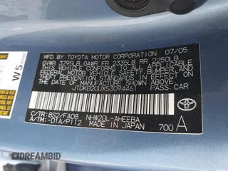 2005 Toyota Prius with VIN JTDKB20UX53094461, listed as a IAAI auction lot 42200088 with 195,058 mi miles. Bid and sale history available at carsss.com. Image 9.