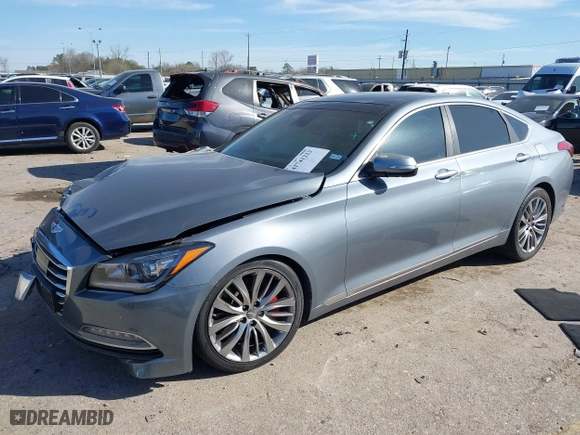 2015 Hyundai Genesis 5.0L with VIN KMHGN4JF9FU024515, listed as a IAAI auction lot 41741222 with 148,242 mi miles. Bid and sale history available at carsss.com. Image 2.