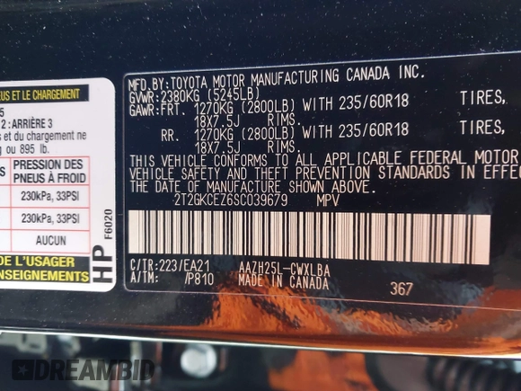 2025 Lexus NX 350h Premium with VIN 2T2GKCEZ6SC039679, listed as a IAAI auction lot 41318185 with 1,782 mi miles and . Bid and sale history available at DreamBid. Image 8.