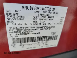 2017 Ford Explorer XLT z VIN 1FM5K8D89HGD94627, wystawiony jako Copart lot #60369945 z przebiegiem 75 951 mil mil oraz Szkoda całkowita • Salvage title. Historia ofert i sprzedaży dostępna na DreamBid. Obrazek 13.