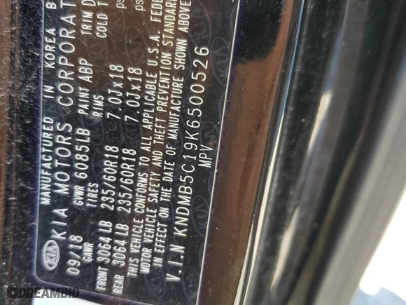 2019 Kia Sedona LX with VIN KNDMB5C19K6500526, listed as a Copart auction lot 77311814 with NaN miles and Salvage Title. Bid and sale history available at carsss.com. Image 13.