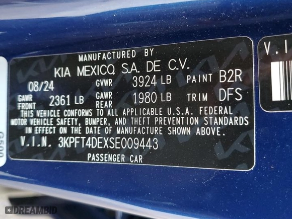 2025 Kia K4 LXS with VIN 3KPFT4DEXSE009443, listed as a Copart auction lot 79864504 with 3,760 mi miles and Clean Title. Bid and sale history available at carsss.com. Image 12.