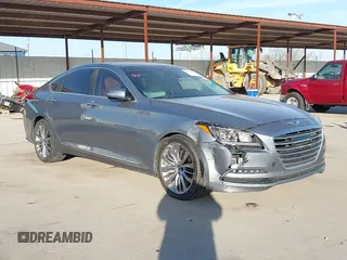 2015 Hyundai Genesis 5.0L with VIN KMHGN4JF1FU096051, listed as a IAAI auction lot 41771204 with 74,038 mi miles. Bid and sale history available at carsss.com. Image 1.