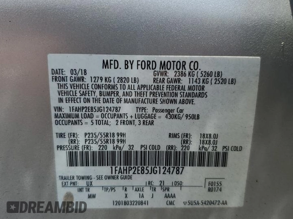 2018 Ford Taurus SEL z VIN 1FAHP2E85JG124787, wystawiony jako Copart lot #61688035 z przebiegiem 145 841 mil mil oraz Szkoda całkowita • Salvage title. Historia ofert i sprzedaży dostępna na DreamBid. Obrazek 12.