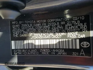 2010 Toyota Prius II with VIN JTDKN3DU6A5128207, listed as a Copart auction lot 48196125 with 143,605 mi miles and Salvage Title. Bid and sale history available at DreamBid. Image 12.