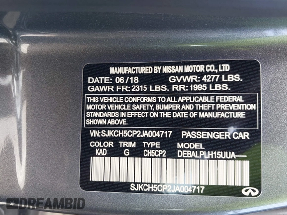2018 Infiniti QX30 z VIN SJKCH5CP2JA004717, wystawiony jako IAAI lot #42272092 z przebiegiem 129 911 mil mil oraz . Historia ofert i sprzedaży dostępna na DreamBid. Obrazek 9.