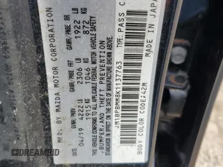 2019 Mazda Mazda3 Hatchback w/Preferred Pkg with VIN JM1BPBMM8K1137763, listed as a Copart auction lot 71498474 with 27,825 mi miles and Salvage Title. Bid and sale history available at carsss.com. Image 12.