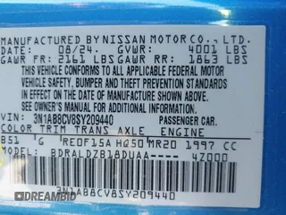 2025 Nissan Sentra SV with VIN 3N1AB8CV8SY209440, listed as a IAAI auction lot 41871471 with 568 mi miles. Bid and sale history available at carsss.com. Image 9.