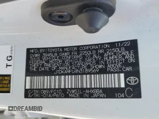 2022 Toyota Prius L Eco with VIN JTDKAMFU4N3189569, listed as a Copart auction lot 60915935 with 195,920 mi miles and Clean title. Bid and sale history available at DreamBid. Image 12.