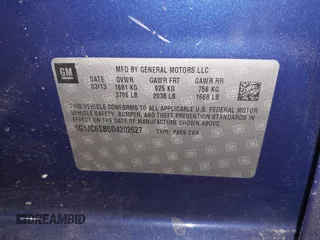 2013 Chevrolet Sonic LT with VIN 1G1JC6SB5D4202627, listed as a IAAI auction lot 41653165 with 109,807 mi miles. Bid and sale history available at carsss.com. Image 9.