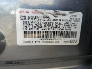 2010 Mitsubishi Lancer GTS with VIN JA32U8FW9AU024586, listed as a Copart auction lot 74710514 with 92,534 mi miles and Salvage Title. Bid and sale history available at DreamBid. Image 12.