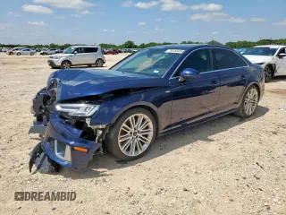 2019 Audi A4 Premium Plus with VIN WAUENAF42KA043935, listed as a Copart auction lot 58160495 with 66,153 mi miles and Salvage title. Bid and sale history available at DreamBid. Image 1.