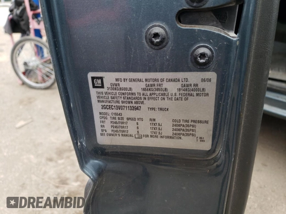 2007 Chevrolet Silverado 1500 LS with VIN 2GCEC13V071133947, listed as a Copart auction lot 52931485 with 332,479 mi miles and Clean Title. Bid and sale history available at DreamBid. Image 12.