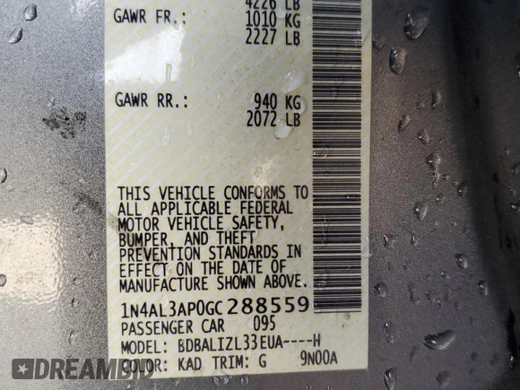2016 Nissan Altima S with VIN 1N4AL3AP0GC288559, listed as a Copart auction lot 85784774 with 94,757 mi miles and Salvage title. Bid and sale history available at DreamBid. Image 12.