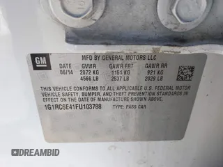 2015 Chevrolet Volt with VIN 1G1RC6E41FU103788, listed as a IAAI auction lot 41907904 with 64,659 mi miles and . Bid and sale history available at DreamBid. Image 9.