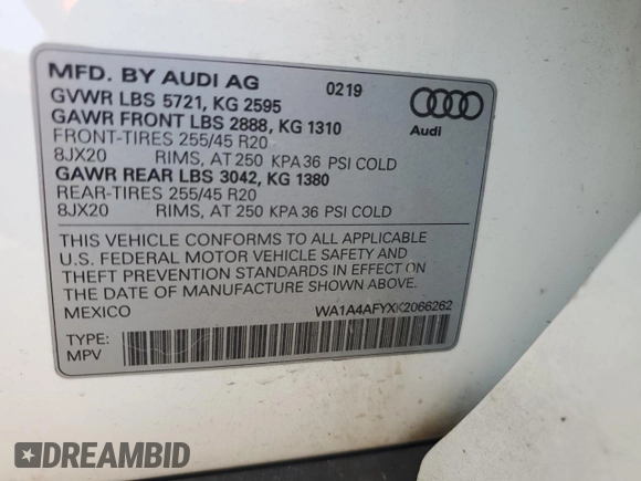 2019 Audi SQ5 Premium with VIN WA1A4AFYXK2066262, listed as a Copart auction lot 70586984 with 69,015 mi miles and Clean Title. Bid and sale history available at carsss.com. Image 13.