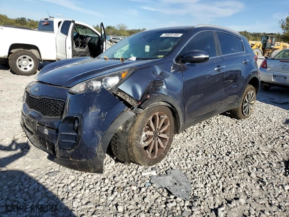 2017 Kia Sportage EX with VIN KNDPN3AC6H7163586, listed as a Copart auction lot 75935184 with 90,743 mi miles and Salvage Title. Bid and sale history available at carsss.com. Image 1.
