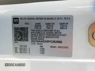 2023 Chevrolet Silverado 1500 Work Truck with VIN 3GCNAAEK9PG362868, listed as a Copart auction lot 50697215 with 110,597 mi miles and Clean Title. Bid and sale history available at carsss.com. Image 12.
