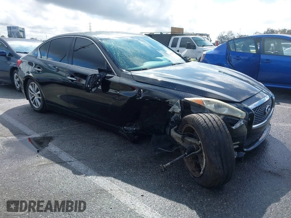 2014 Infiniti Q50 Premium with VIN JN1BV7AR2EM685587, listed as a IAAI auction lot 41777563 with 134,443 mi miles and . Bid and sale history available at DreamBid. Image 1.