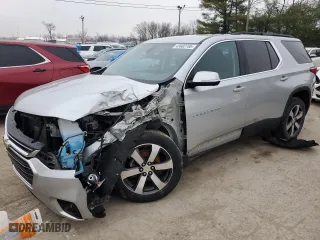 2021 Chevrolet Traverse LT Leather with VIN 1GNERHKW0MJ217454, listed as a Copart auction lot 43602785 with 96,733 mi miles and Salvage Title. Bid and sale history available at carsss.com. Image 1.
