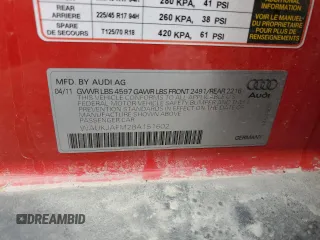 2011 Audi A3 Premium Plus with VIN WAUKJAFM2BA151602, listed as a Copart auction lot 56707445 with 174,787 mi miles and Salvage title. Bid and sale history available at DreamBid. Image 13.