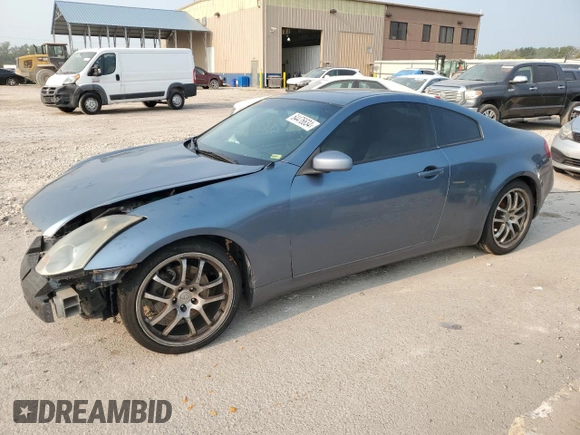 2005 Infiniti G35 Coupe with VIN JNKCV54E85M403143, listed as a Copart auction lot 64476634 with 206,226 mi miles and Salvage Title. Bid and sale history available at carsss.com. Image 1.